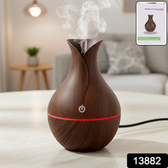 DeoDap Mini Wooden Vase Pot Diffuser Mist Humidifier - lifestyle